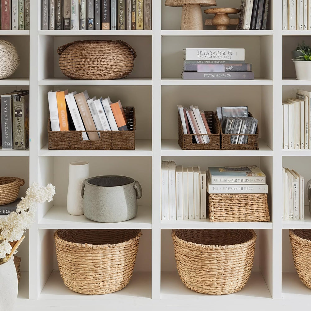 StorageWorks Pantry Storage Baskets, Shelf Baskets, Brown Baskets, 3-Pack