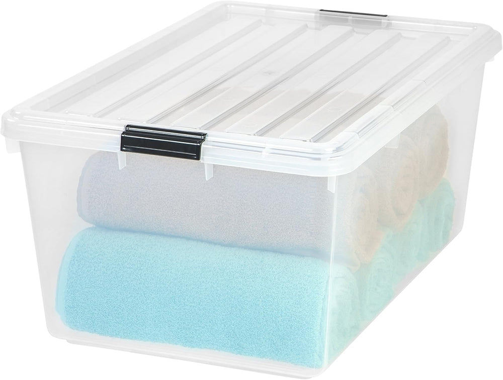 IRIS USA 68 Qt Stackable Storage Bins with Lids, Clear