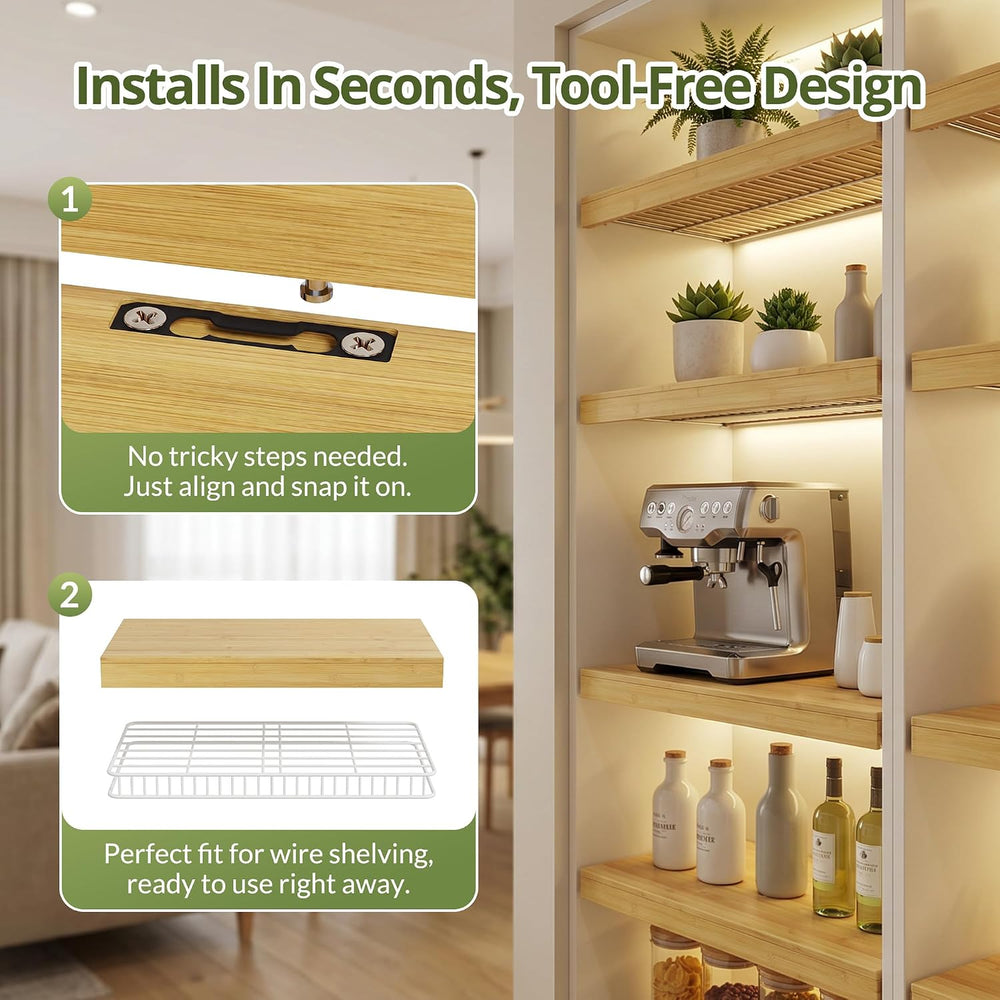 Wire Shelf Covers, Bamboo Wire Rack Covers (4PCS, 40" W x 16" D) Na...