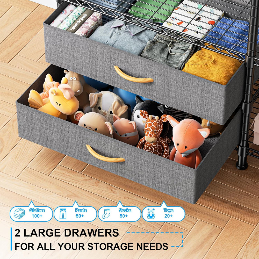 Ulif F3 Heavy Duty Clothes Rack（With Fabric Drawers）Freestanding Clothing Rac...