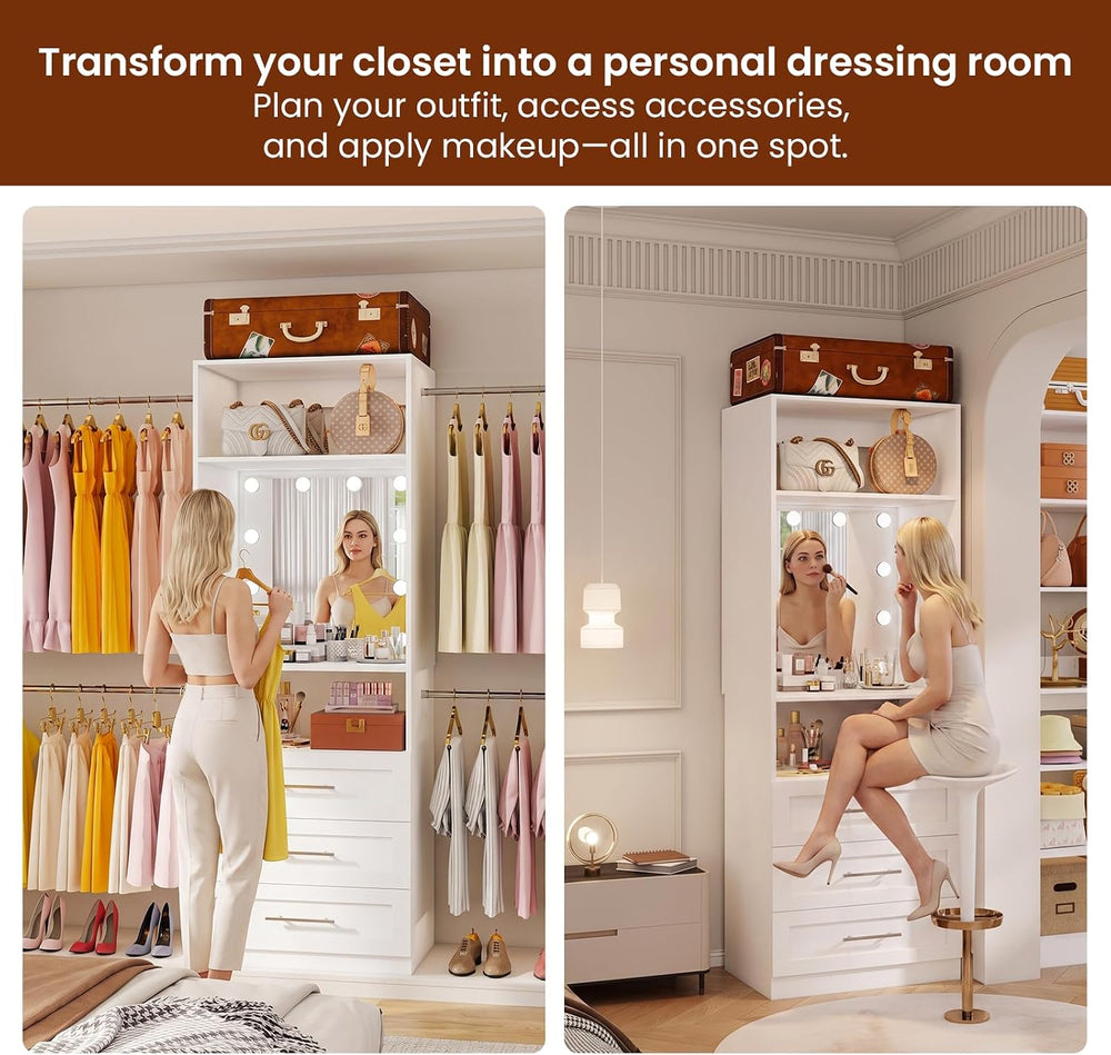 Closet System with 9 Drawers, 6-20FT Custom Closet Organizer System