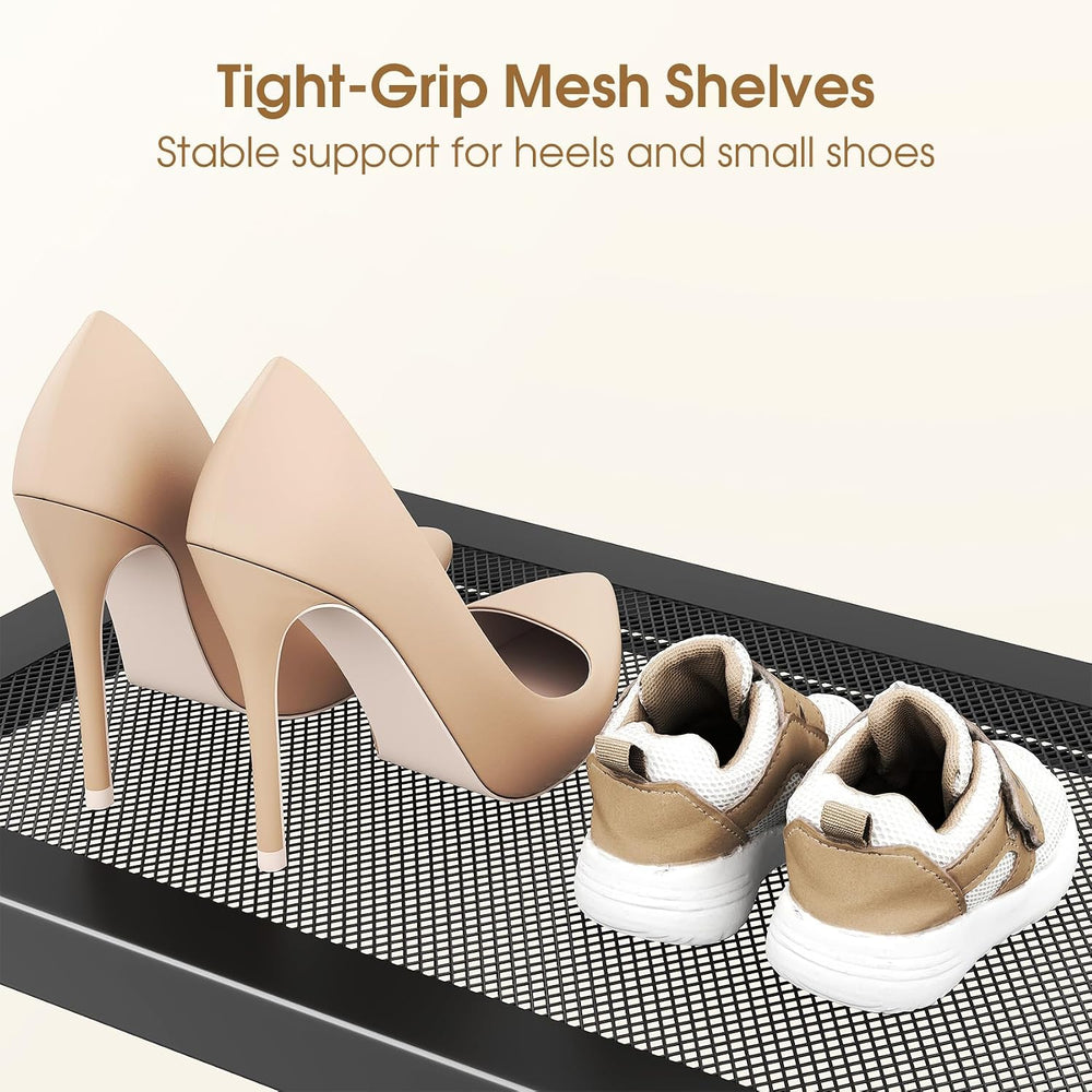 SAYZH Expandable Shoe Rack for Closet, Adjustable Metal Shoe Organizer with S...