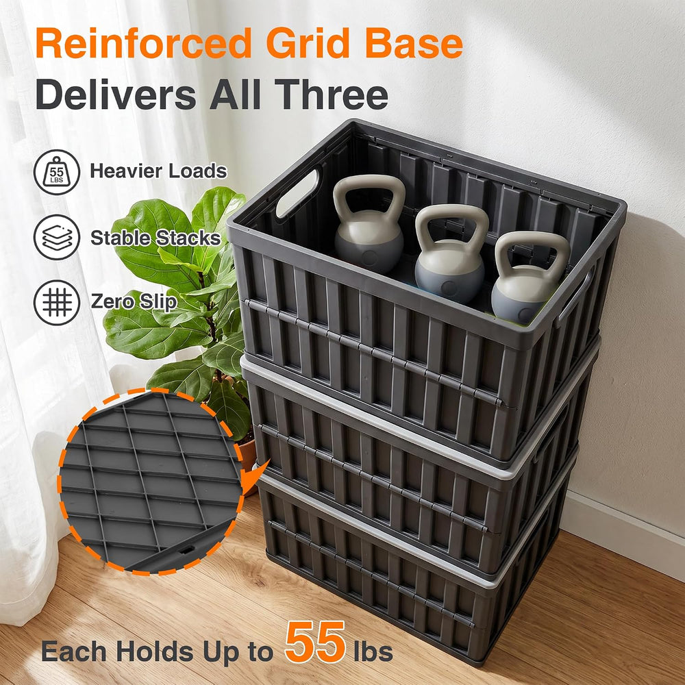 Citylife 64L Collapsible Storage Bins with Lids Plastic Storage Containers fo...