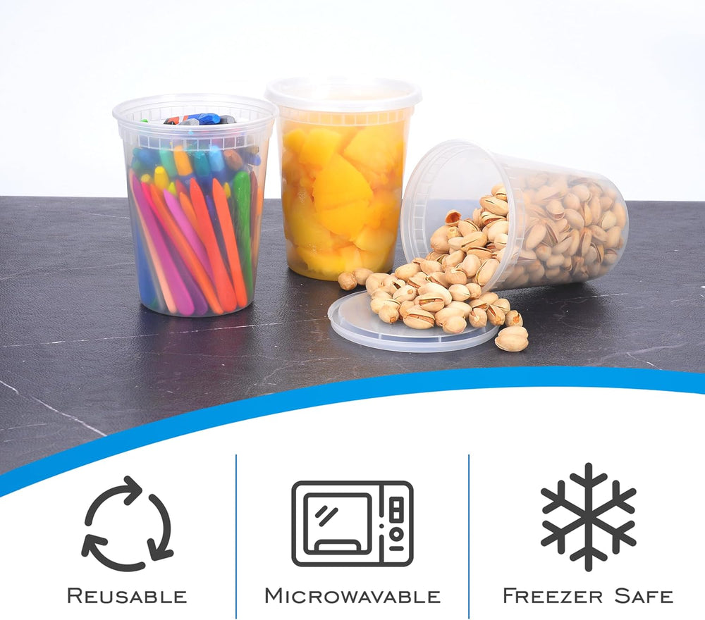 EDI [32 OZ, 40 Sets Plastic Deli Food Storage Containers with Airtight Lids |...