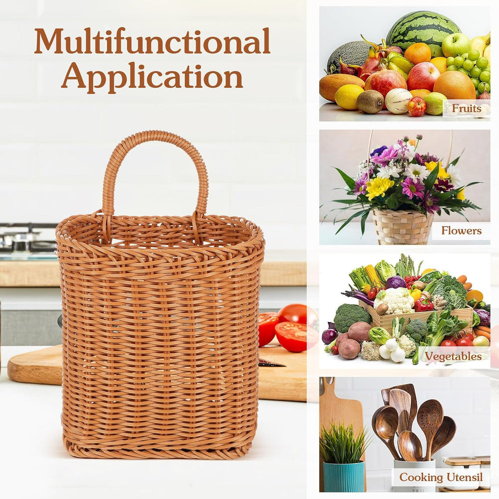 Handmade Woven Wall Hanging Basket 13X6X13 Inch Multifunctional Storage Conta...