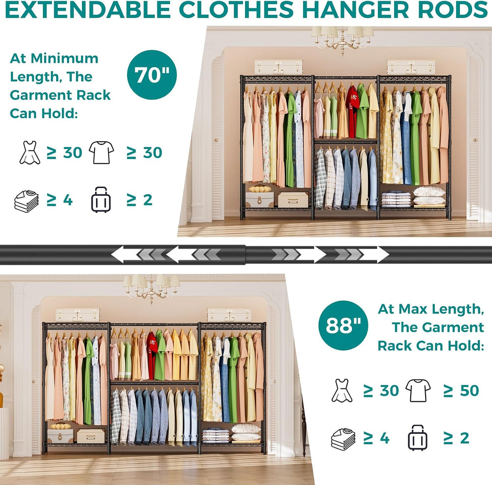 SINGAYE Heavy Duty Portable Closet Metal Clothes Racks Wardrobe with Shelf