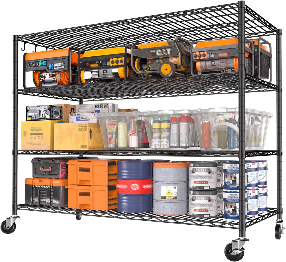 Heavy Duty Garage Shelving with Wheels: 55.5" W x 24" D x 81" ...