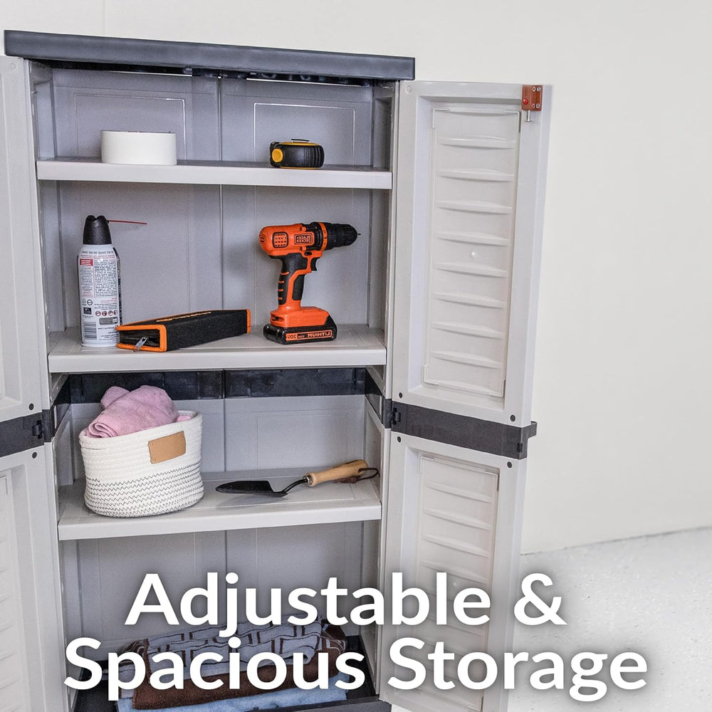 Sunnydaze 48" Garage Storage Cabinet with Locking Doors & Shelves, Gray
