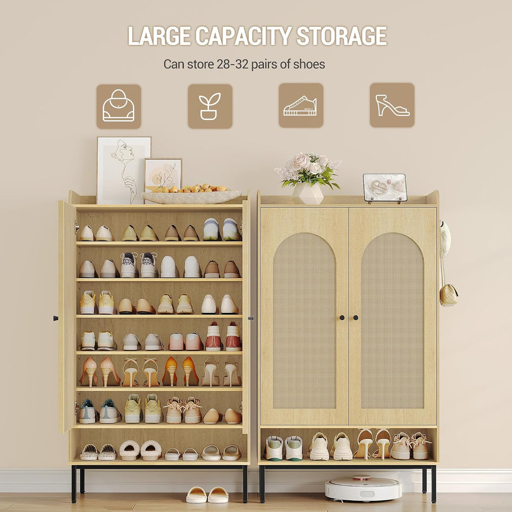 Hzuaneri Shoe Cabinet, 7-Tier Shoe Storage Cabinet with Adjustable Shelves