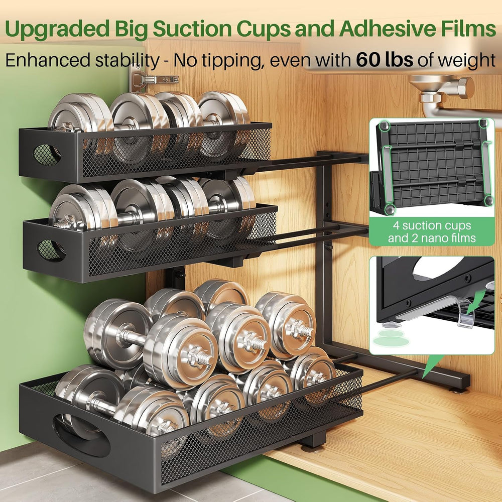 Kitstorack Under Sink Organizer 3-Tier Slide Out Drawer 1-Pack Black