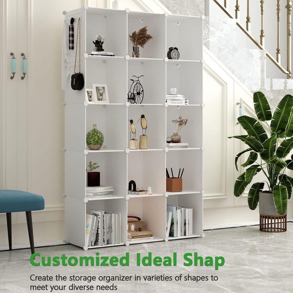 C&AHOME 16 Cube Storage Organizer Cube Shelves Units Storage Cubes, Milky