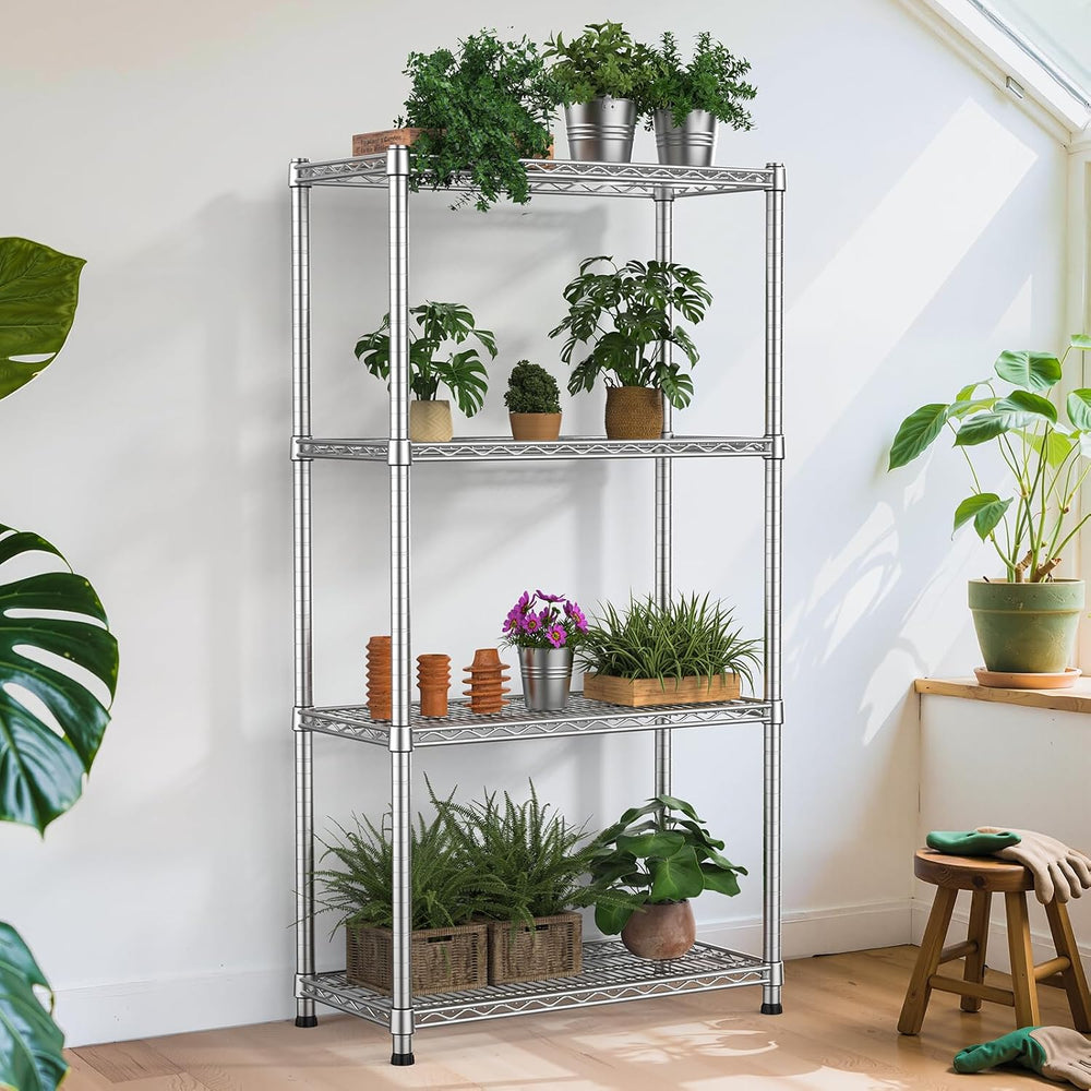 Heavy Duty Metal Wire Shelving Unit Industrial 4-Tier Garage Shelving Adjusta...