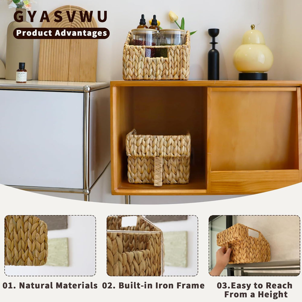 GYASVWU Water Hyacinth Pantry Baskets for Organizing, Wicker Storage Baskets ...
