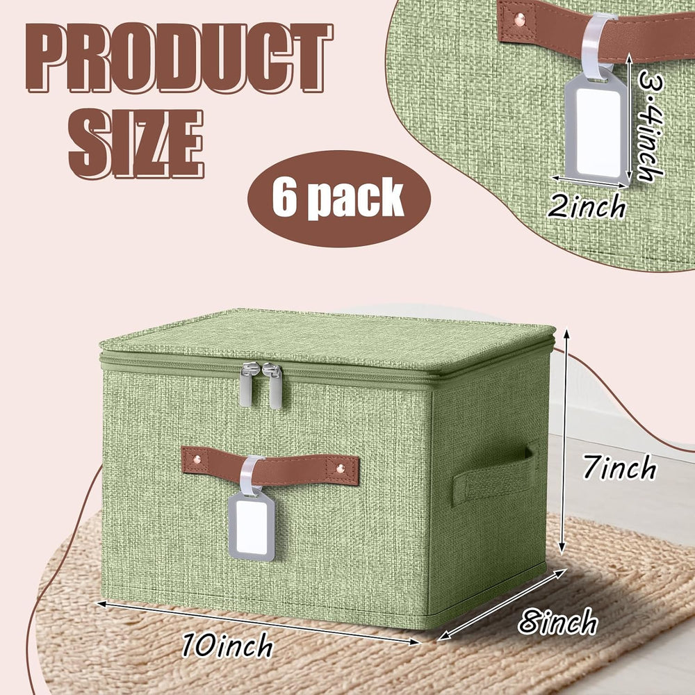 6 Pack Fabric Closet Storage Bins with Lids, 10×8×7 in, Green