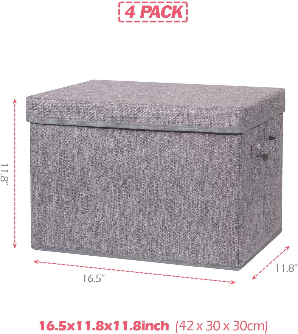 TENABORT 4 Pack Large Foldable Storage Box with Lids Fabric Storage Cube Orga...