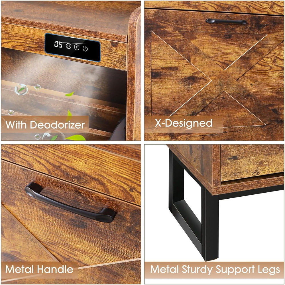BEURUKU Shoe Cabinet with Deodorizer & 4 Flip Drawers, Shoe Cabinet Stora...