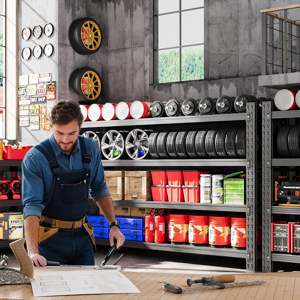 75” Wide Heavy Duty Metal Garage Shelving, Adjustable Storage Shelf