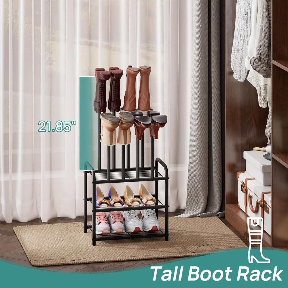 viewcare Black Boot Rack, Small Boot Rack Organizer, Tall Boots with Shoe Rac...