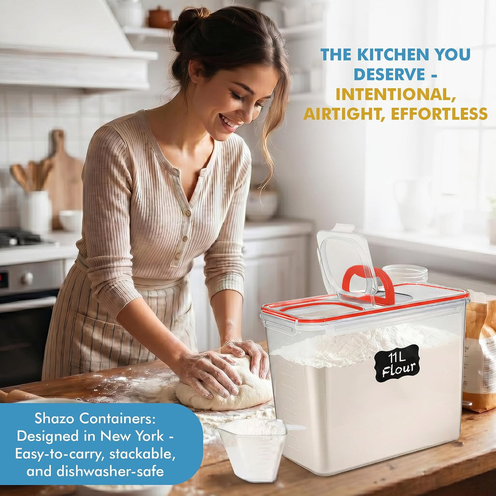 Shazo 2 PC (11L | 372 oz) Flour Sugar Storage Containers with Spout Lid &...
