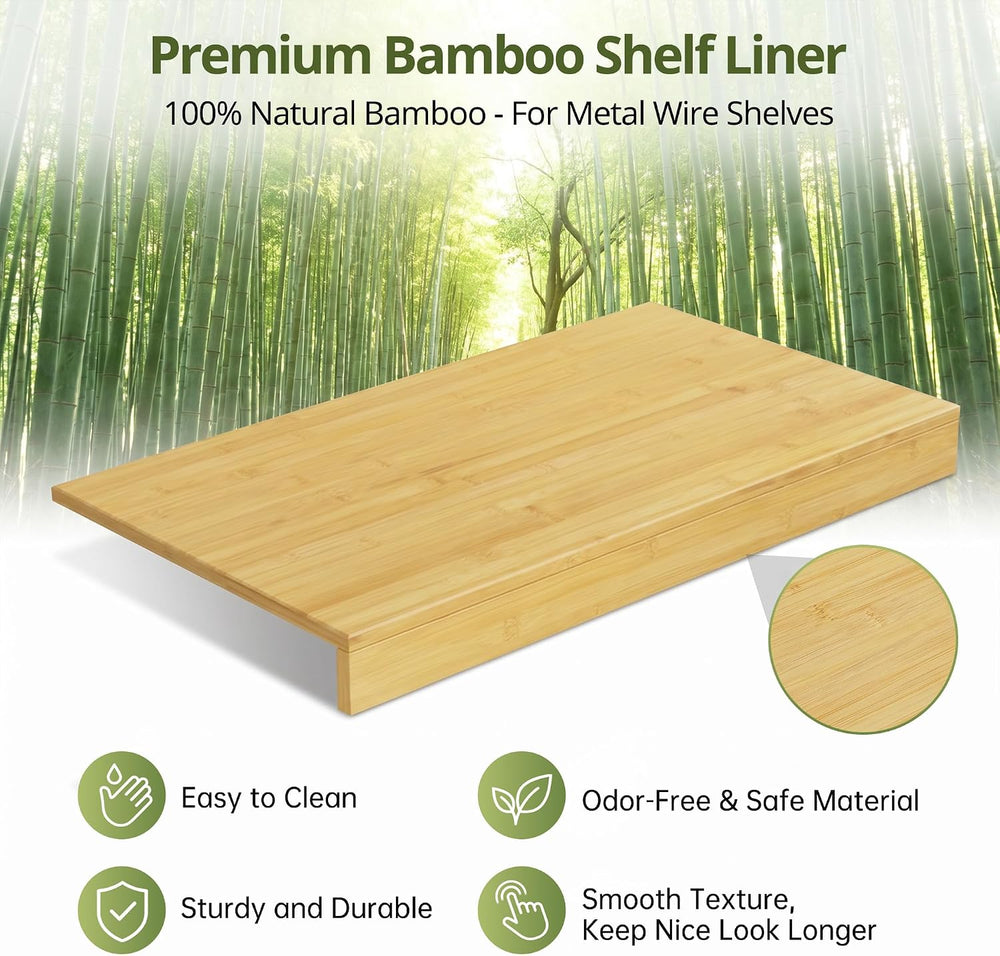Wire Shelf Covers, Bamboo Wire Rack Covers (4PCS, 40" W x 16" D) Na...