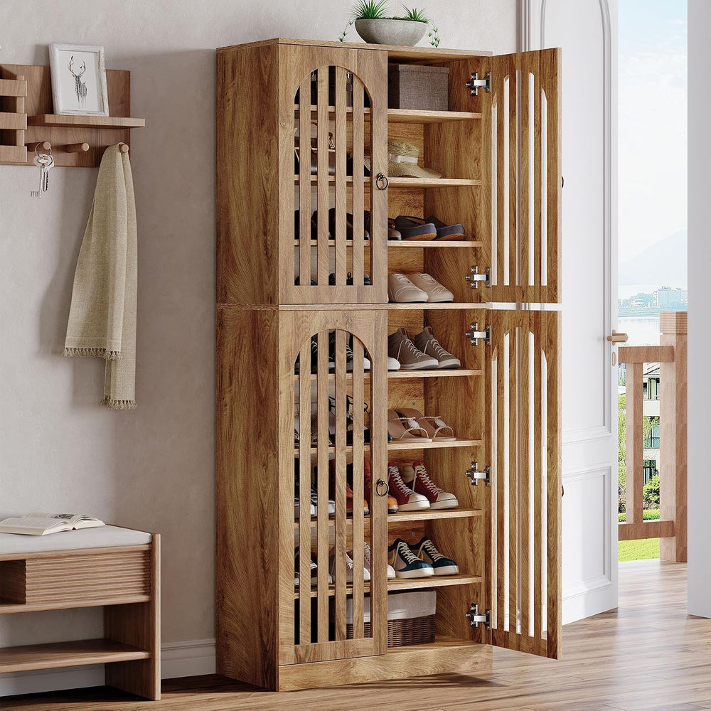 Tribesigns 70.86" Tall Shoe Storage Cabinet with Doors and Shelves, 9-Ti...