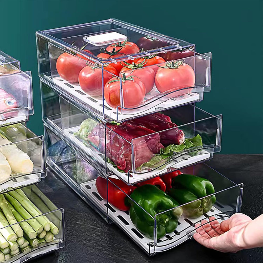 Diskary Fridge Organizer, Stackable Refrigerator Organizer Bins, Reusable Foo...