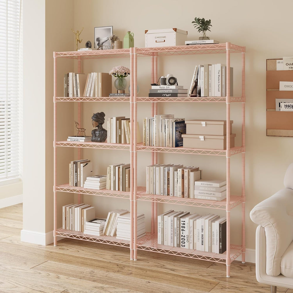 5 Tier Storage Racks Shelving, Heavy Steel Pantry Shelves, Adjustable Wire Sh...