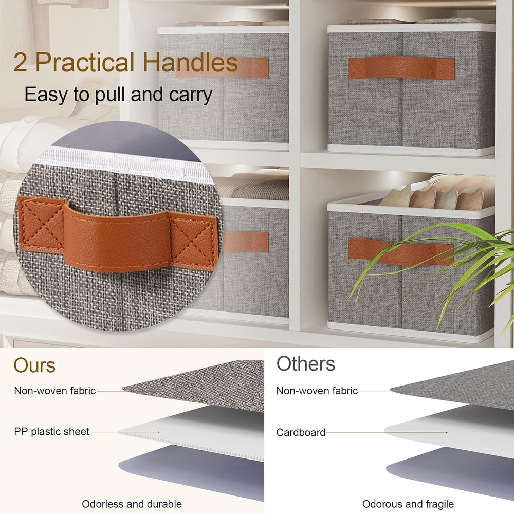 Foldable Long Storage Boxes,15x6x5 In,Gray Fabric Bins,5-Pack