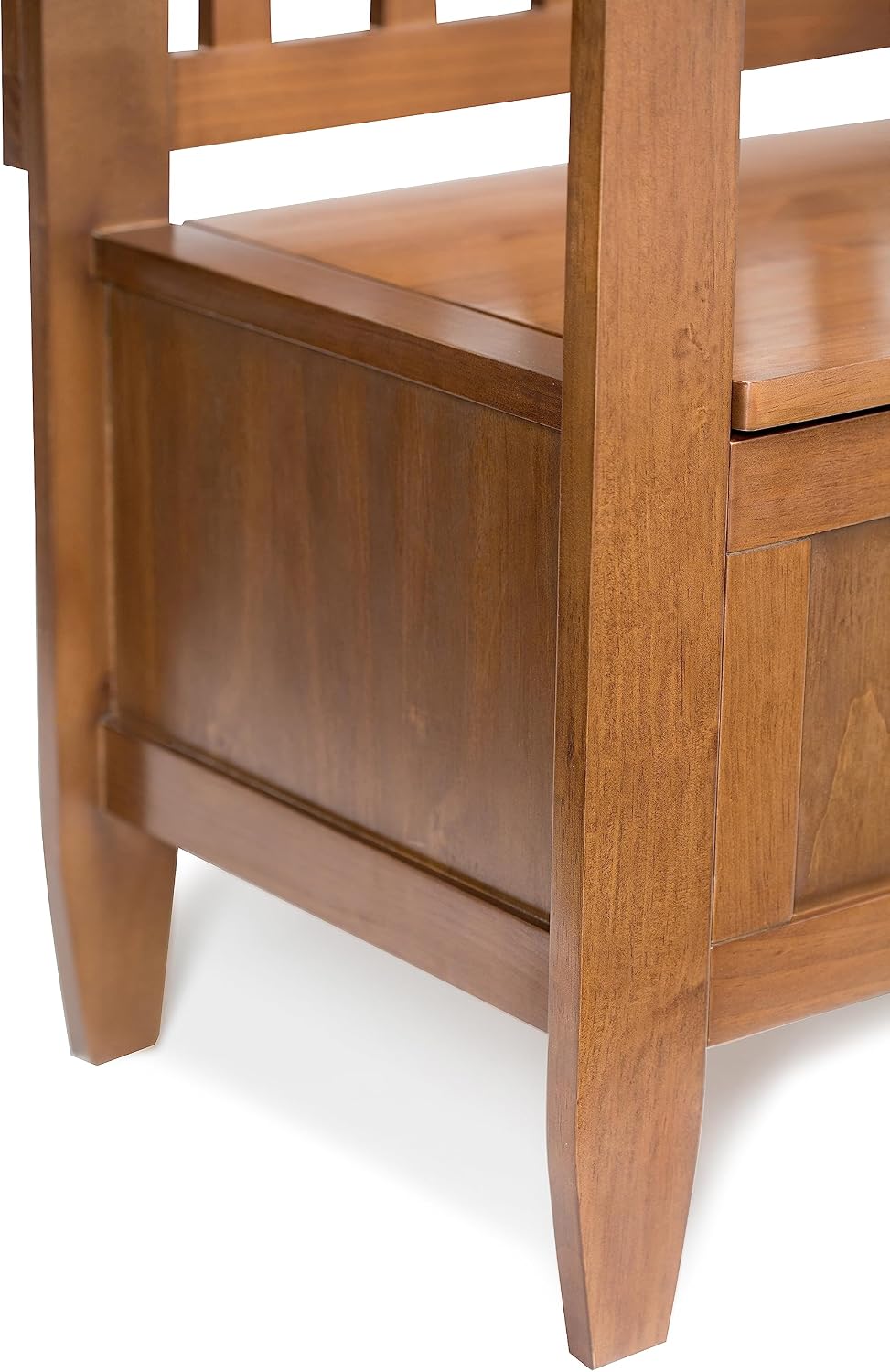 SIMPLIHOME Brooklyn 48" Wide Solid Wood Storage Bench in Saddle Brown