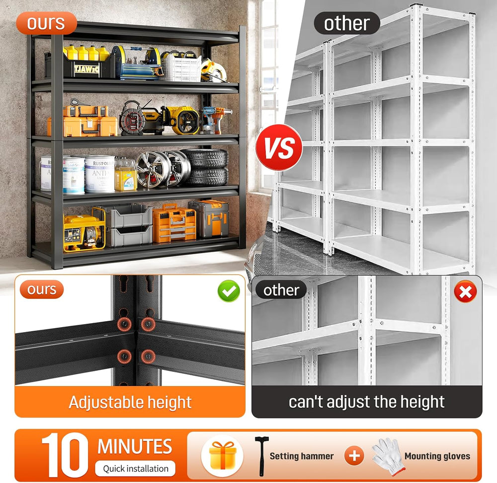 59" W Garage Shelving Unit, Garage Storage Shelves 3000LBS Heavy Duty Sh...