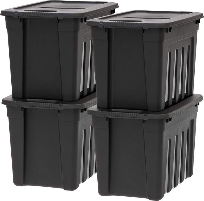 IRIS USA 4-Pack 20 Gal Heavy Duty Storage Totes with Lids, Black