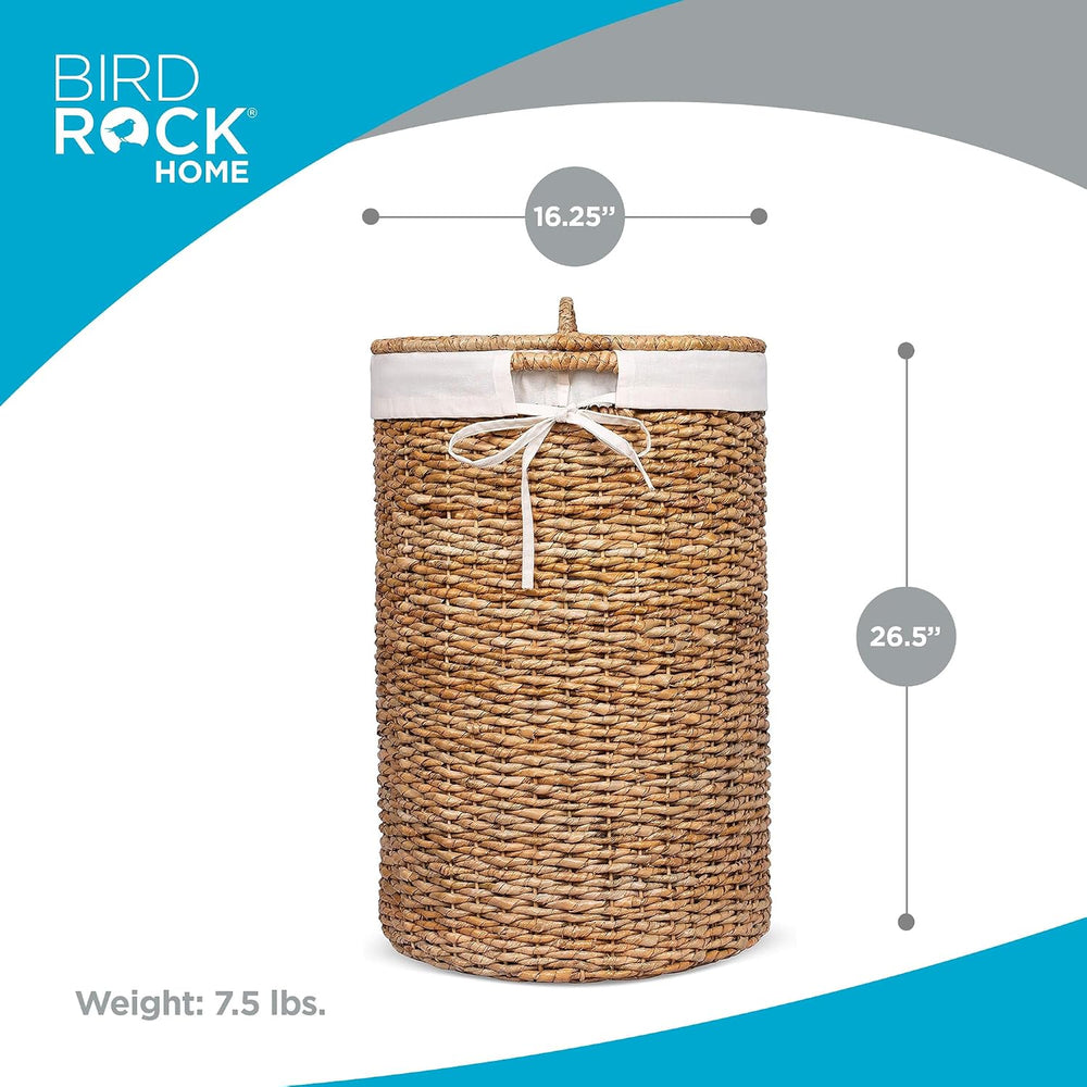 BIRDROCK HOME Seagrass Laundry Hamper with Lid & Liner - Handwoven Round ...
