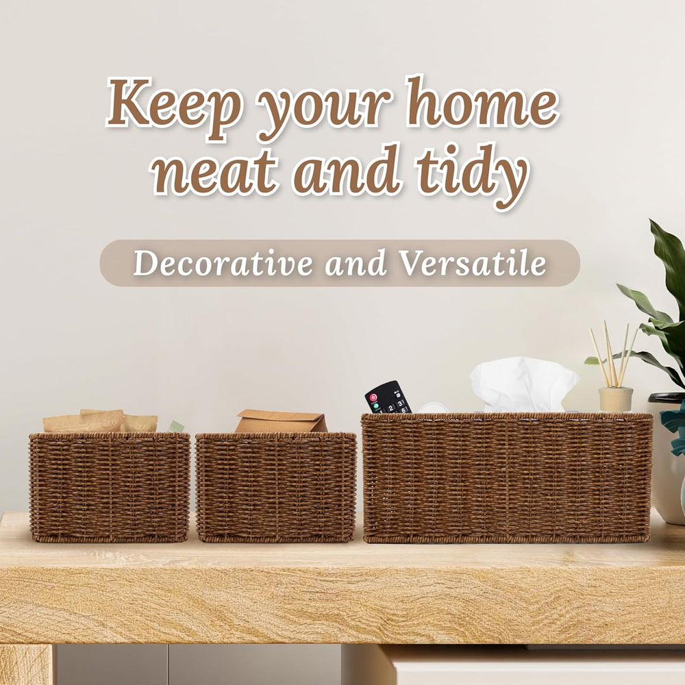 WeeNest Wicker Basket with Handle, Shelf Baskets for Organizing, Woven Organi...