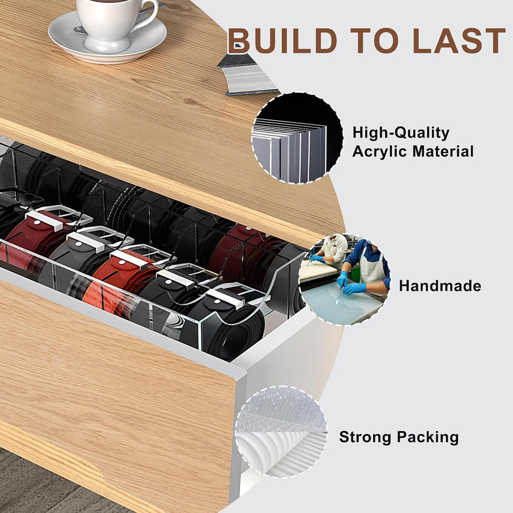 Large Acrylic Belt Organizer with Dust Lid, Clear Belt Storage for Closet and...
