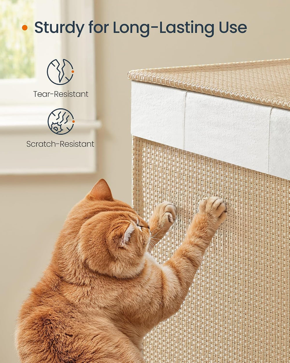 SONGMICS HOME Laundry Hamper with 4 Section, 180 L, Rattan, with Wheels