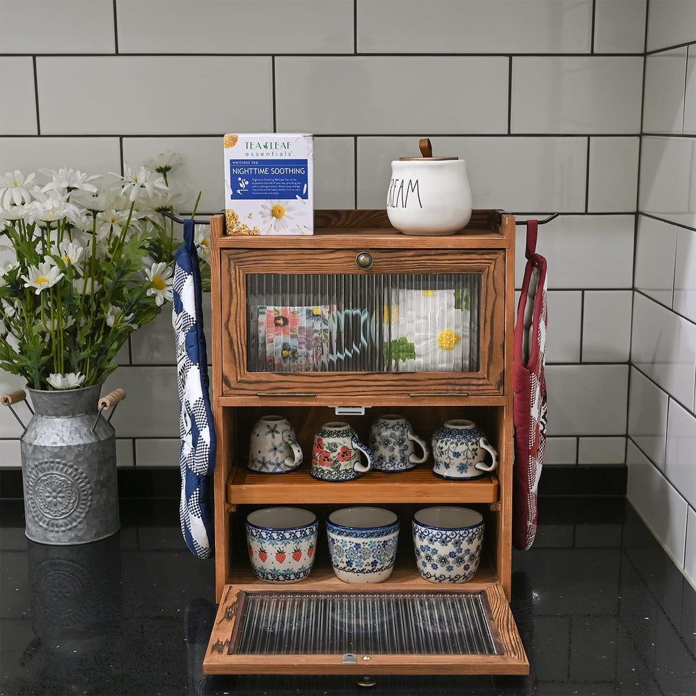 Ikee Design Wood 2-Tier Cabinet with Airflow Drying Tray