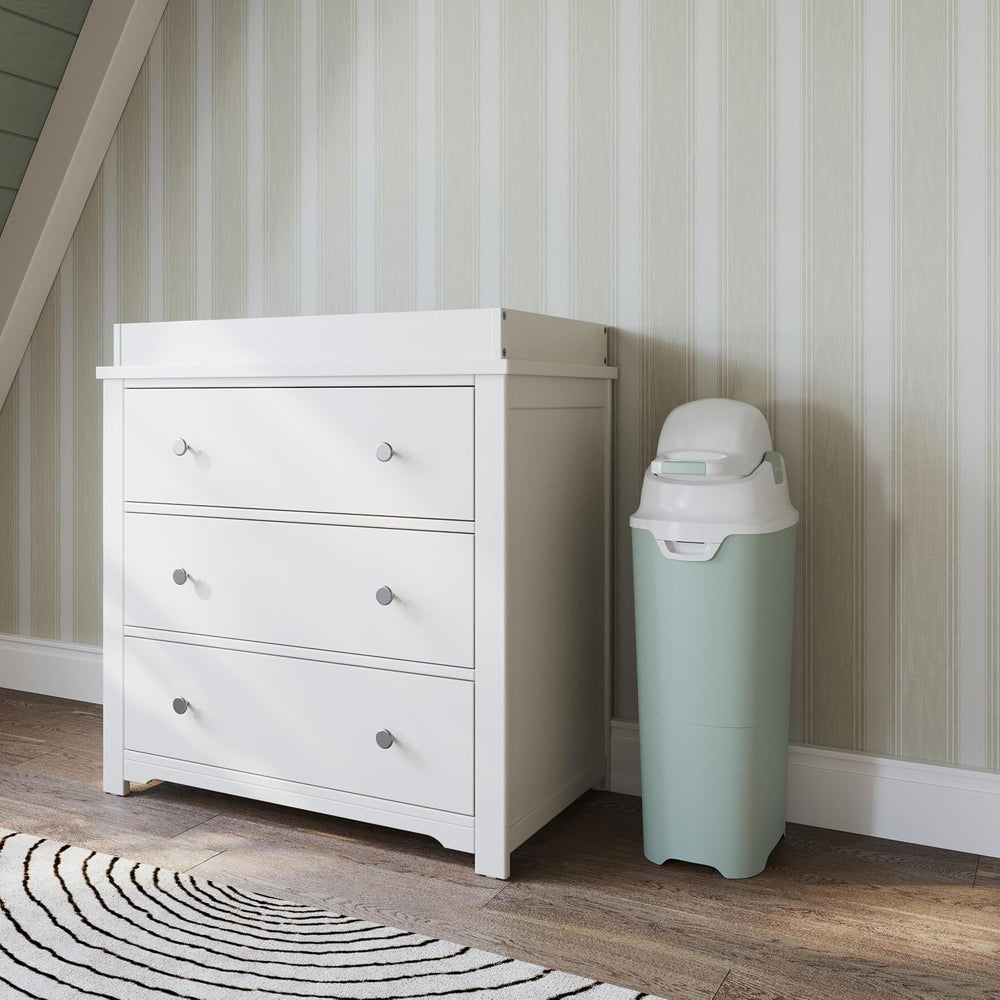 Foundations Tall Diaper Pail with Airtight Lid, Green