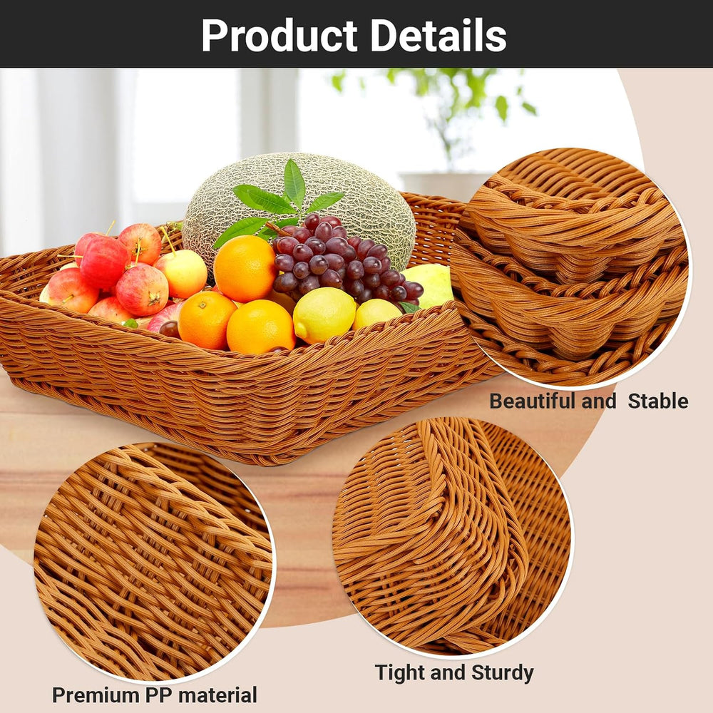 EUSOAR Large Wicker Basket, 15.8"x 11.8"x 3.0" 3pcs Bread Bask...