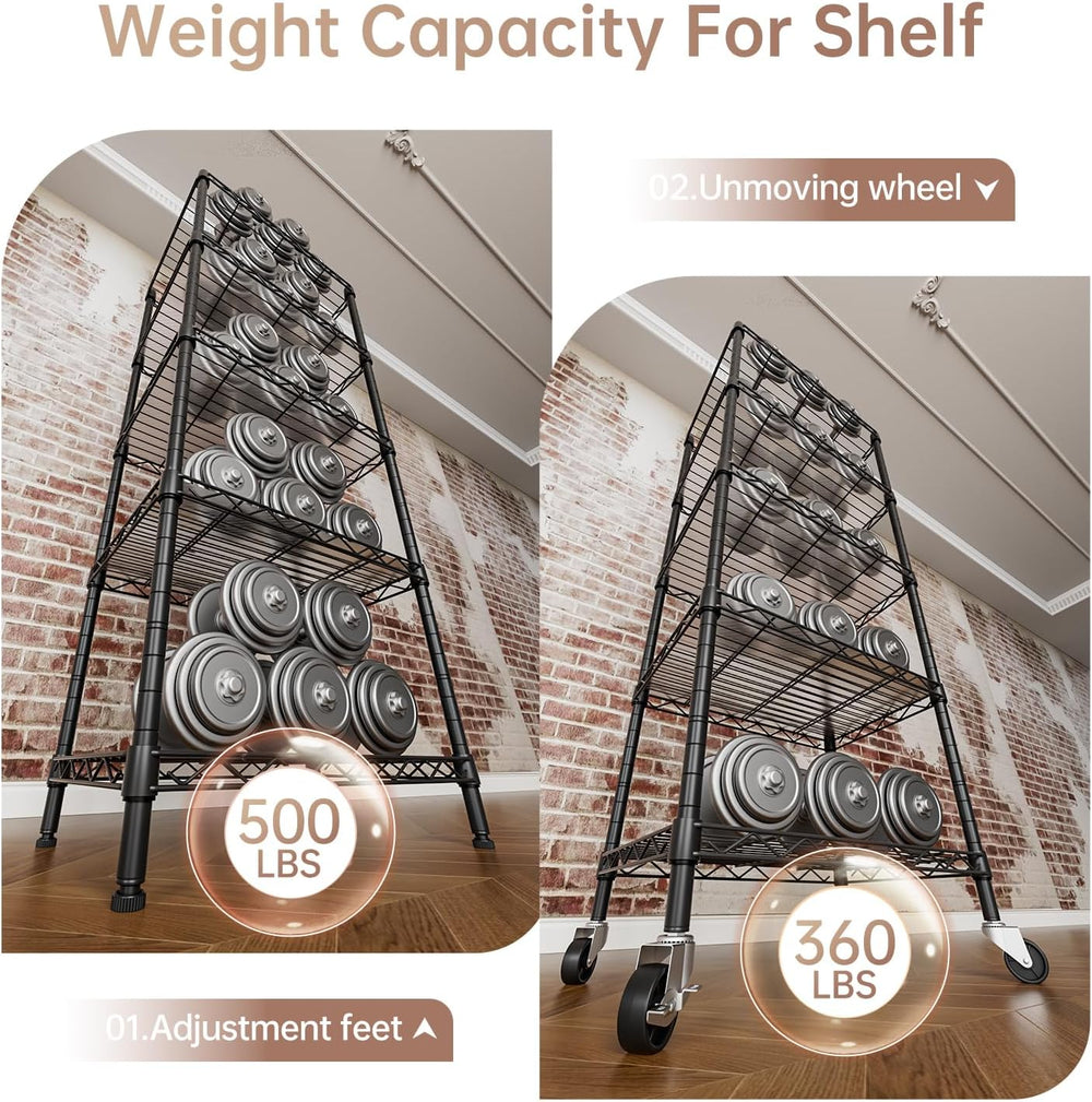 SINGAYE Small Wire 5 Adjustable Shelves Pantry Metal Shelf Floor Organizer