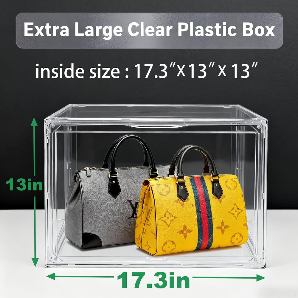 XXX-Large Acrylic Purse Handbag Display Case with Lid,Clear Handbag Storage