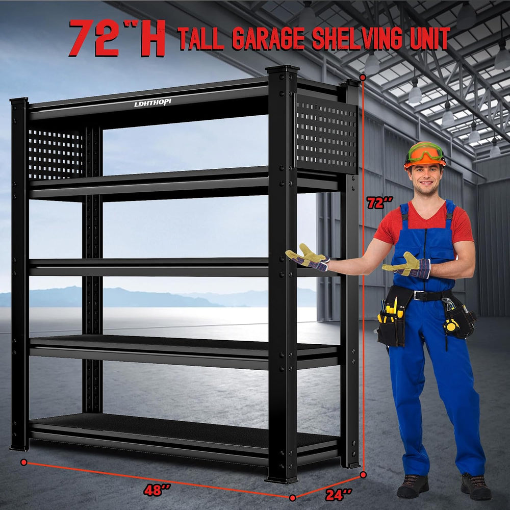 LDHTHOPI 72.2''H Garage Shelving, 5000lb Adjustable Storage Shelves, ...
