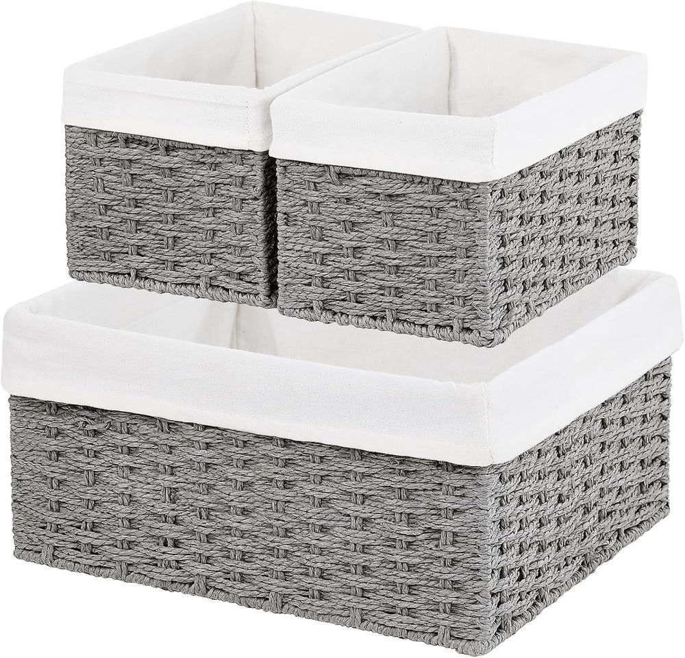 Vagusicc Wicker Basket, Set of 3 Hand-woven Storage Baskets for Organizing, D...