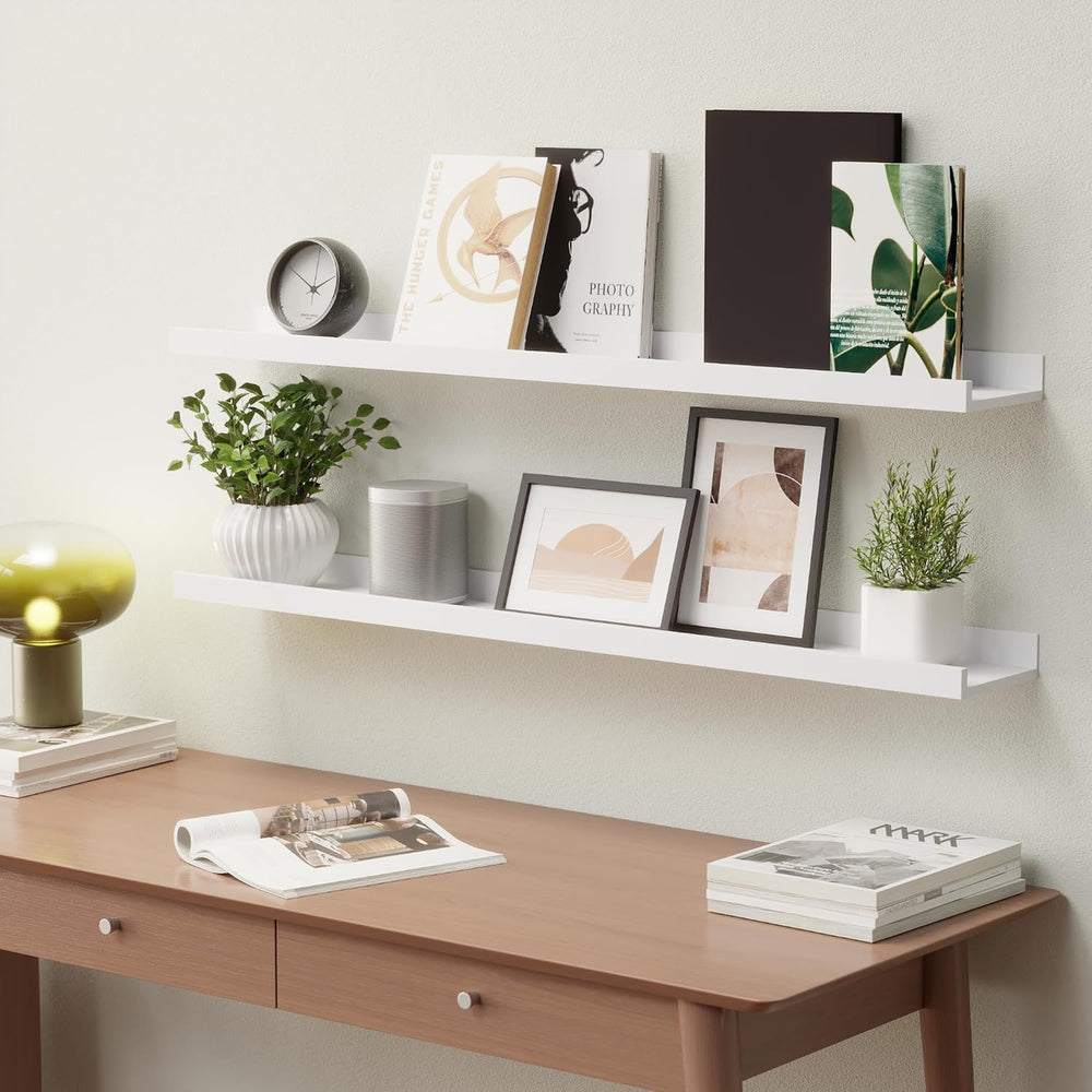 Boswillon Floating Shelves Set of 2, Long Wall Shelf with Lip, 36in, Oak
