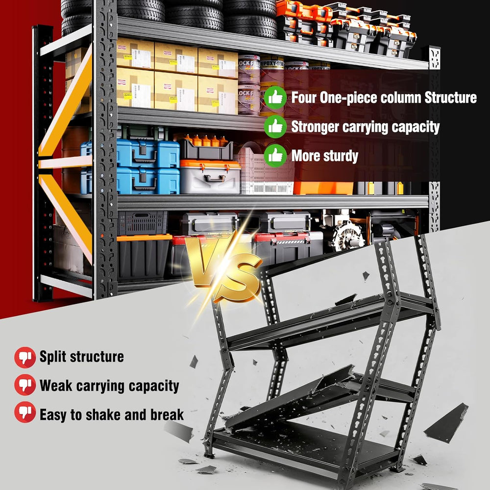 6 Set 6000LBS Heavy Duty Storage Shelves, 69"W Adjustable Garage Shelvin...