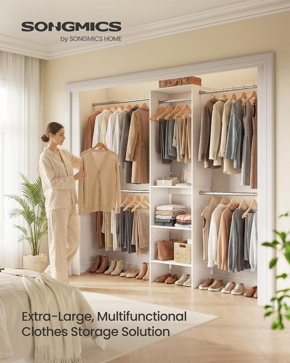 SONGMICS Closet System, Customizable Walk-In Closet Organizer System