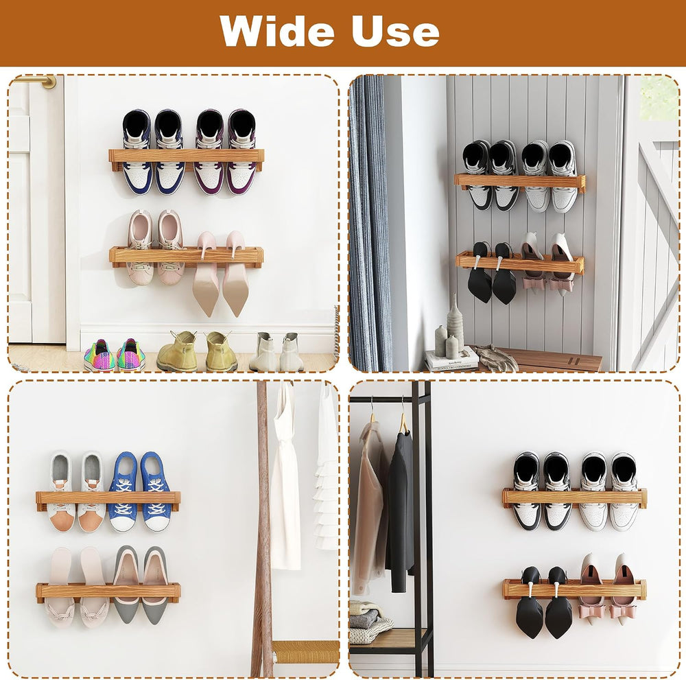Nisorpa 20 Inch Rustic Burnt Wood Hanging Shoe Rack, Set of 4