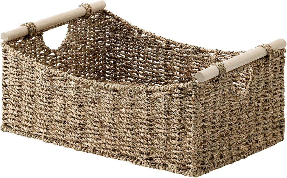 StorageWorks Large Wicker Baskets with Handles, Seagrass Basket, 1-Pack