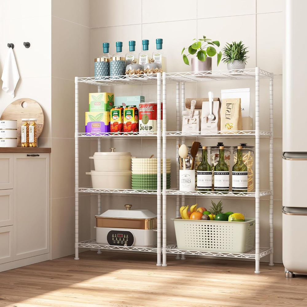 HOMEFORT 4-Shelving Unit, Adjustable Wire Shelving, Metal Wire Shelf Rack Org...