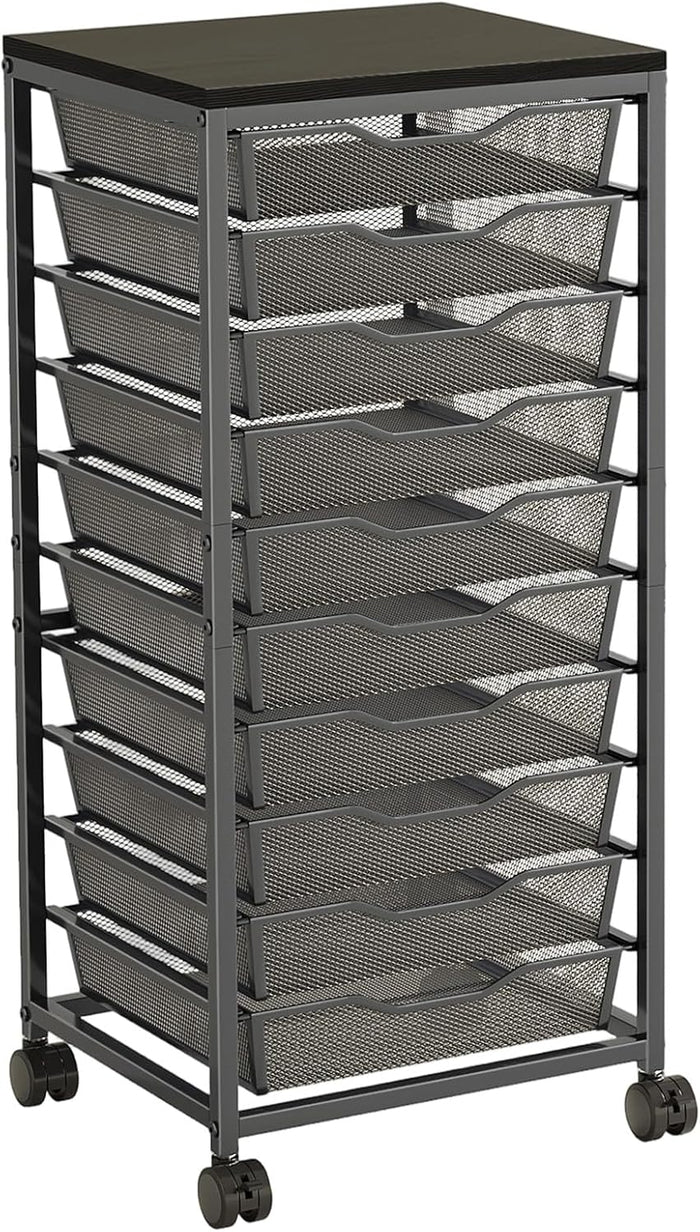 10-Drawer Rolling Storage Cart, Craft Organizers and Storage, Black