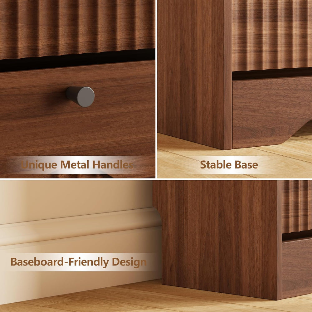 BORNOON Wide Shoe Storage Cabinet with 4 Flip Drawers and Modern Wave-Edge Fl...